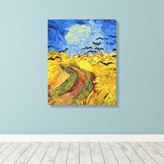Van Gogh Tarwevelden impressionistisch schilderij Canvas Afdruk (Insitu (Houten vloer))
