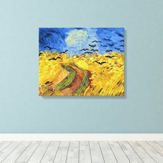 Van Gogh Tarwevelden impressionistisch schilderij Canvas Afdruk (Insitu (Houten vloer))