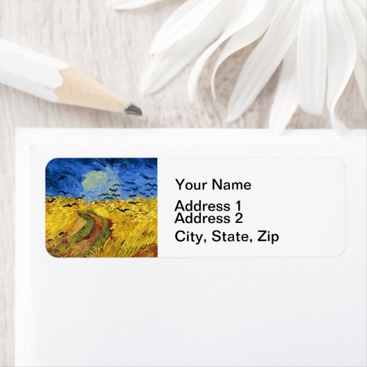 Van Gogh Tarwevelden impressionistisch schilderij Etiket (Insitu)