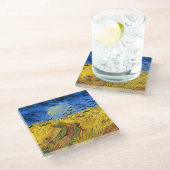 Van Gogh Tarwevelden impressionistisch schilderij Glazen Onderzetter (Schuin)