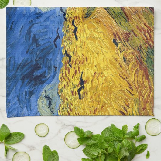 Van Gogh Tarwevelden impressionistisch schilderij Theedoek (Gevouwen)