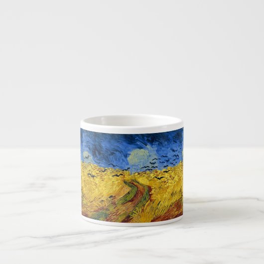 Van Gogh Tarwevelden impressionistische Schilderij Espresso Kop (Voorkant)