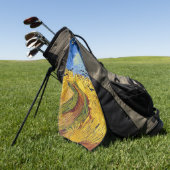 Van Gogh Tarwevelden impressionistische Schilderij Golfhanddoek (Groen)