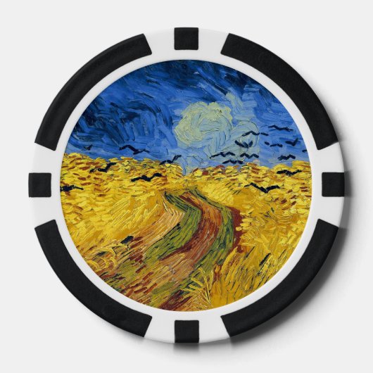 Van Gogh Tarwevelden impressionistische Schilderij Poker Chips (Voorkant)