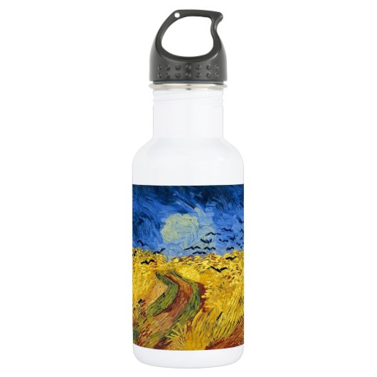 Van Gogh Tarwevelden impressionistische Schilderij Waterfles (Voorkant)