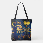 Van Gogh Tas, gereproduceerde Sterrennacht boodsch Tote Bag (Achterkant)