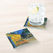 Van Gogh - terras bij het café, beroemd schilderij Glazen Onderzetter (Schuin)