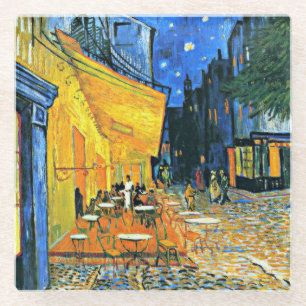 Van Gogh - terras bij het café, beroemd schilderij Glazen Onderzetter