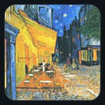 Van Gogh - terras bij het café Vierkante Sticker<br><div class="desc">Cafe Terras,  populaire schilderij van Vincent van Gogh</div>