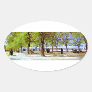 Van Gogh: terras in de Luxembourg Tuin Ovale Sticker