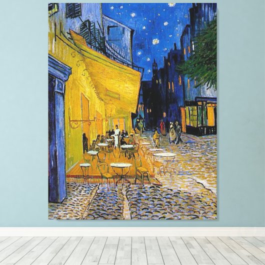 Van Gogh - The Cafe Terrace Canvas Afdruk (Insitu (Houten vloer))