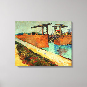 Van Gogh - The Langlois Bridge with Road, Canvas Afdruk
