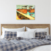 Van Gogh - The Langlois Bridge with Road, Canvas Afdruk (Insitu (Slaapkamer))