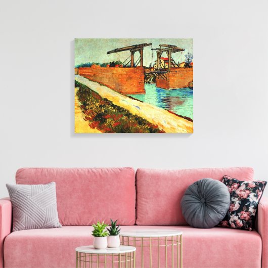 Van Gogh - The Langlois Bridge with Road, Canvas Afdruk (Insitu (Woonkamer))