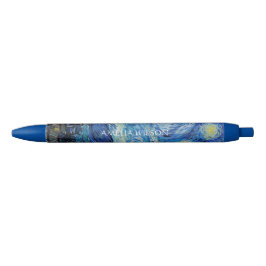 Van Gogh – The Starry Night – Custom Text Zwarte Inkt Pen