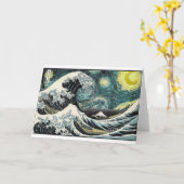 Van Gogh The Sterrennacht - Hokusai de Grote Golf Kaart (Gele Bloem)