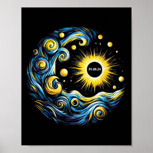 Van Gogh Totale Zonsverduistering 8 april 2024 Poster