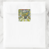 Van Gogh - Trap aan de Auvers,  Vierkante Sticker (Tas)