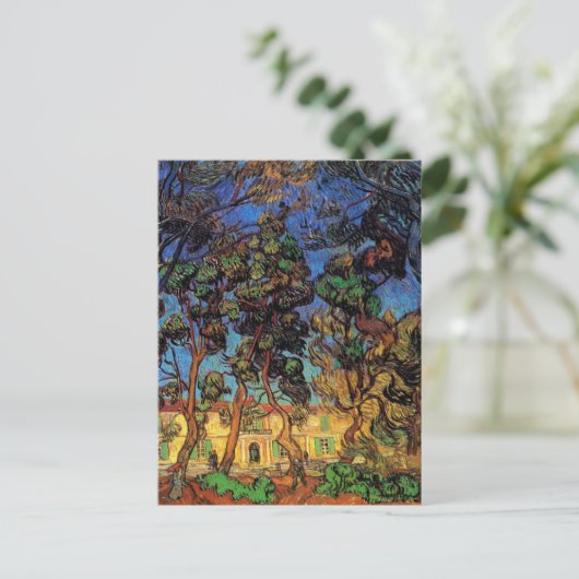 Van Gogh Trees in de tuin, Saint Paul Hospital Briefkaart (Staand voorkant)