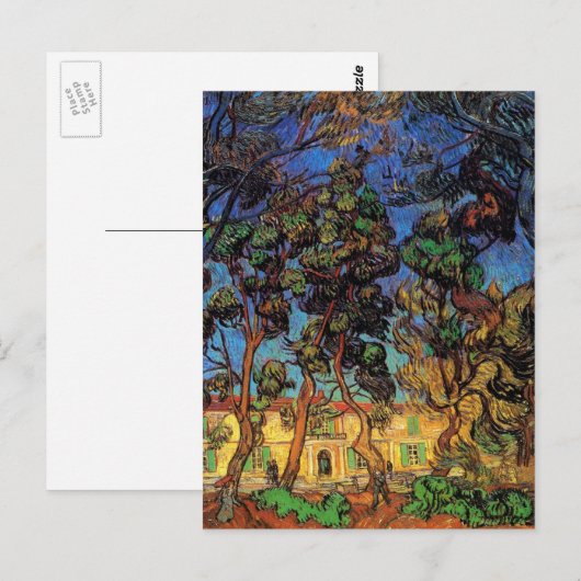 Van Gogh Trees in de tuin, Saint Paul Hospital Briefkaart (Voorkant / Achterkant)