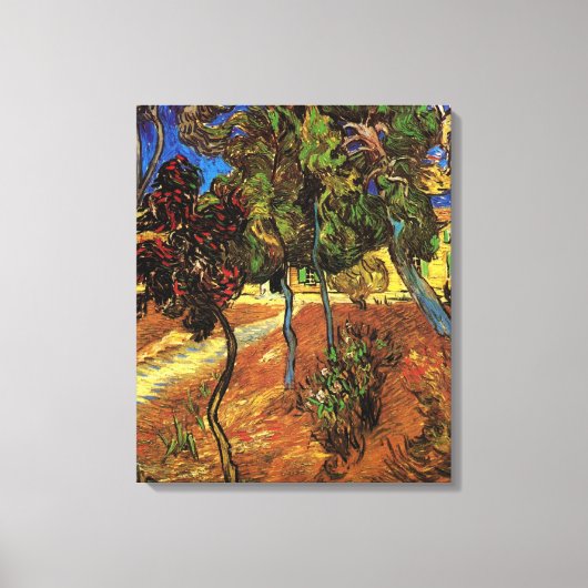 Van Gogh Trees in de tuin, Saint Paul Hospital Canvas Afdruk (Voorkant)