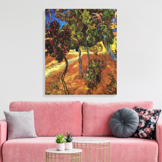 Van Gogh Trees in de tuin, Saint Paul Hospital Canvas Afdruk (Insitu (Woonkamer))