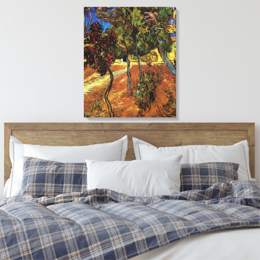 Van Gogh Trees in de tuin, Saint Paul Hospital Canvas Afdruk (Insitu (Slaapkamer))