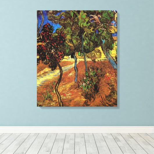 Van Gogh Trees in de tuin, Saint Paul Hospital Canvas Afdruk (Insitu (Houten vloer))