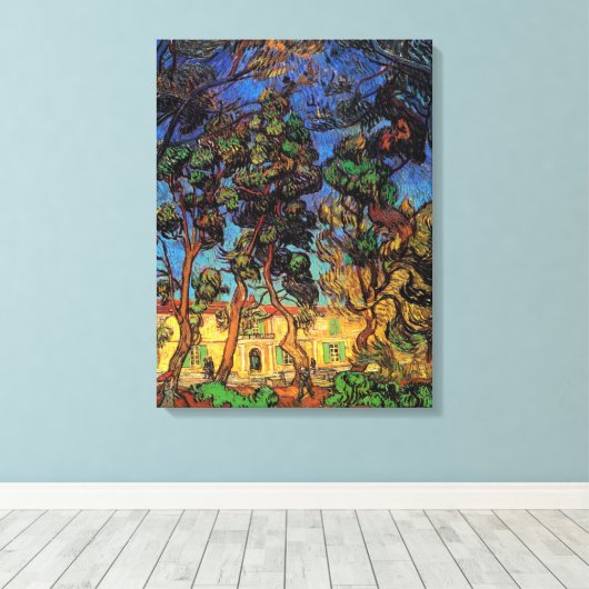 Van Gogh Trees in de tuin, Saint Paul Hospital Canvas Afdruk (Insitu (Houten vloer))