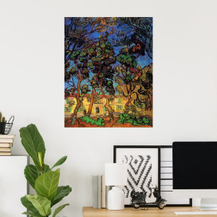 Van Gogh Trees in de tuin, Saint Paul Hospital Poster