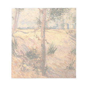 Van Gogh Trees in een veld op zonnige dag Notitieblok