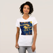Van Gogh Tshirt, AI-gegenereerde Sterrennacht T-shirt (Voorkant volledig)