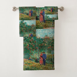 Van Gogh tuin in Montmartre met geliefden Bad Handdoek
