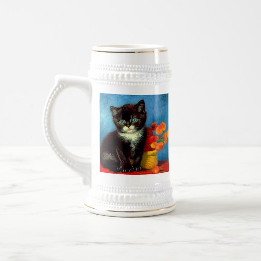 Van Gogh Tuxedo Cat Bierpul (Links)