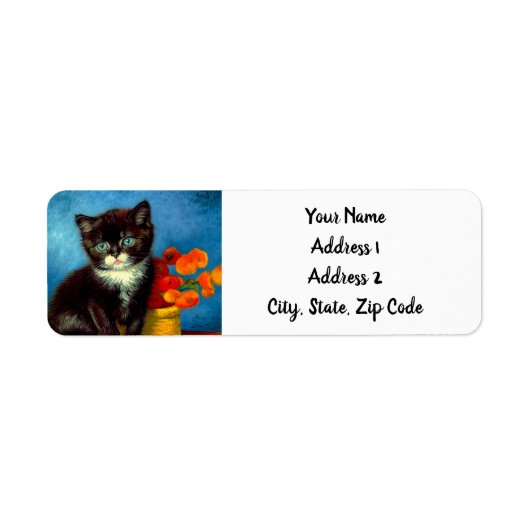 Van Gogh Tuxedo Cat Etiket (Voorkant)