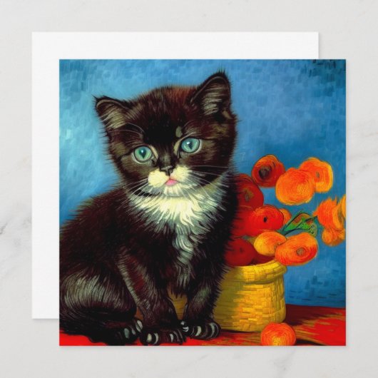 Van Gogh Tuxedo Cat Kaart (Voorkant / Achterkant)