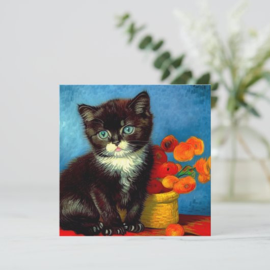 Van Gogh Tuxedo Cat Kaart (Staand voorkant)