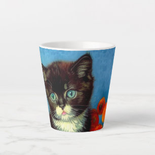Van Gogh Tuxedo Cat Latte Mok