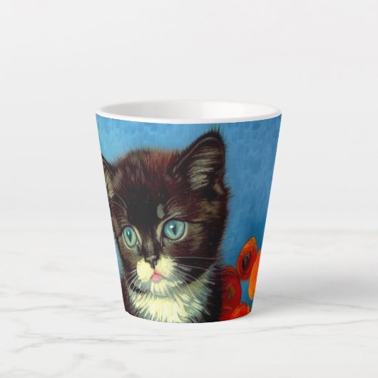 Van Gogh Tuxedo Cat Latte Mok (Voorkant)
