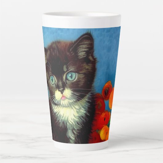 Van Gogh Tuxedo Cat Latte Mok (Voorkant)