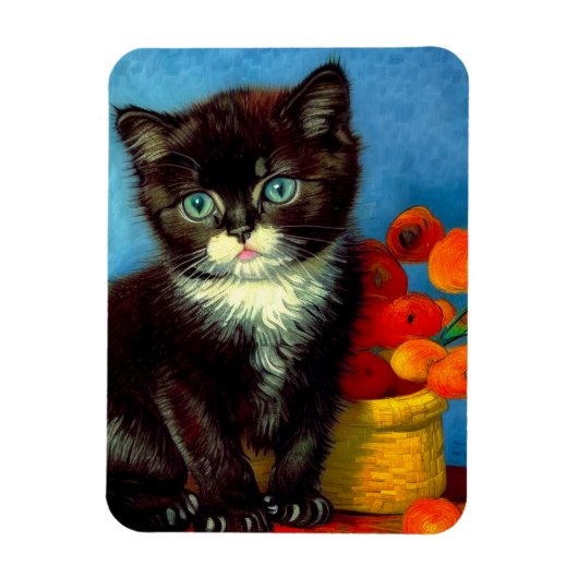 Van Gogh Tuxedo Cat Magneet (Verticaal)