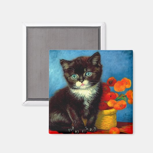 Van Gogh Tuxedo Cat Magneet (Voorkant / Achterkant)