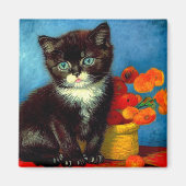 Van Gogh Tuxedo Cat Magneet (Voorkant)