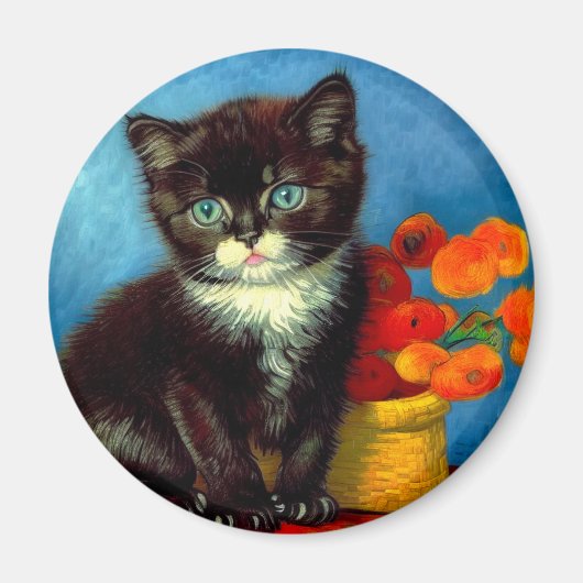 Van Gogh Tuxedo Cat Magneet (Voorkant)