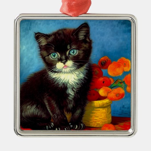 Van Gogh Tuxedo Cat Metalen Ornament (Voorkant)