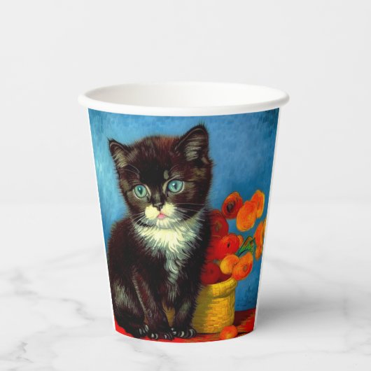 Van Gogh Tuxedo Cat Papieren Bekers (Voorkant)