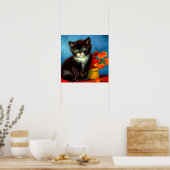 Van Gogh Tuxedo Cat Poster (Keuken)