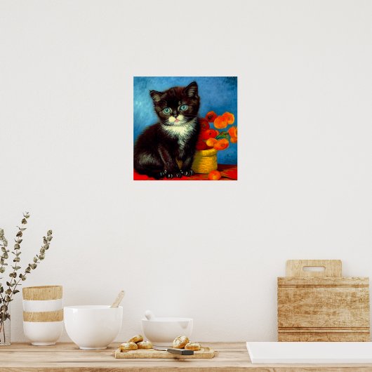 Van Gogh Tuxedo Cat Poster (Keuken)