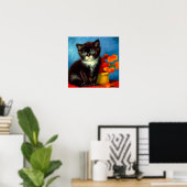 Van Gogh Tuxedo Cat Poster (Thuiskantoor)