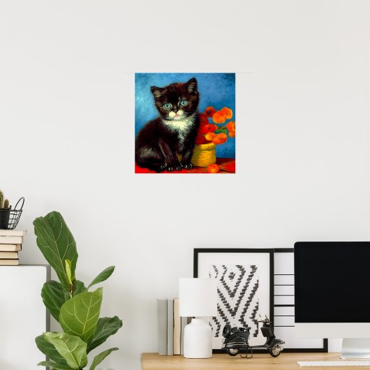 Van Gogh Tuxedo Cat Poster (Thuiskantoor)